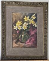 Lot 126. ARTIST UNKNOWN DAFFODILS IN A GREEN VASE