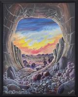 Lot 17. ARTIST UNKNOWN ABORIGINAL VIEW FROM A CAVE