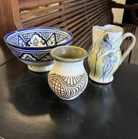 Lot 106. VARIOUS ARTISTS VINTAGE JUG, BOWL AND POTTERY VASE (3)