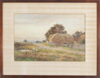 Lot 59. ERNEST ALBERT WATERLOW LANDSCAPE WITH HAYSTACKS