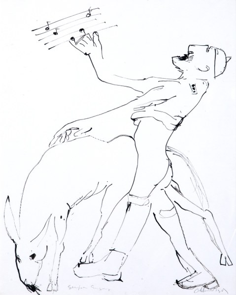 ARTHUR MERRIC BLOOMFIELD BOYD SIMPSON SINGING - FROM SERIES OF MARS DRAWINGS 1988