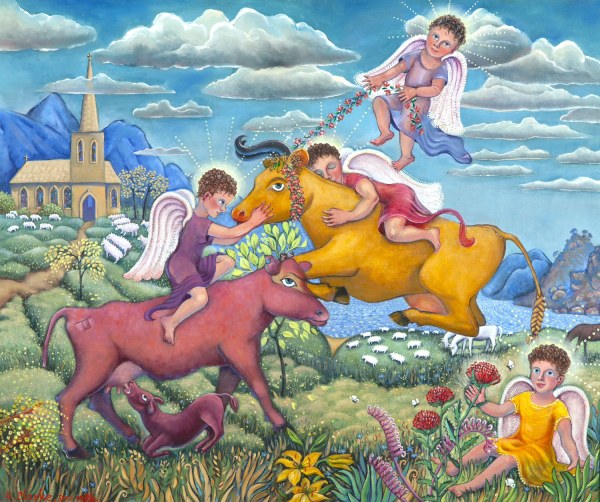 GWENDOLINE HEATHER CLARKE GOLDEN COW IN PARADISE