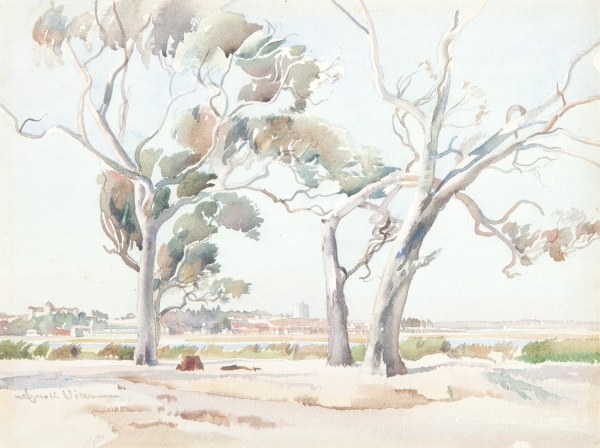HARALD VIKE EAST PERTH SKYLINE FROM BURSWOOD c.1936